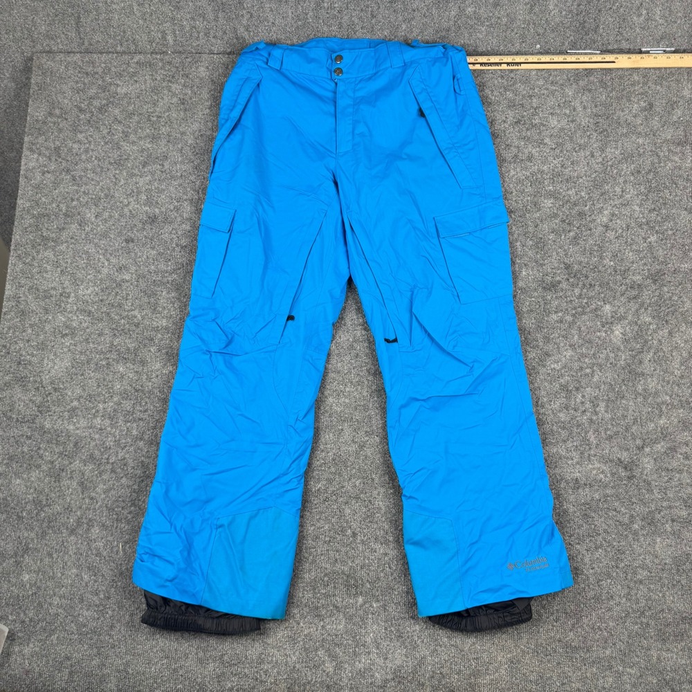Columbia Snow Pants Mens Size L Blue Titanium Omni-Heat Cargo Winter Skiing